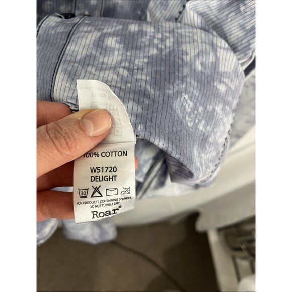 Roar Signature Button-Up Blue Shirt w/ Embroidered Slash Designs Mens Size XXL - Picture 7 of 13